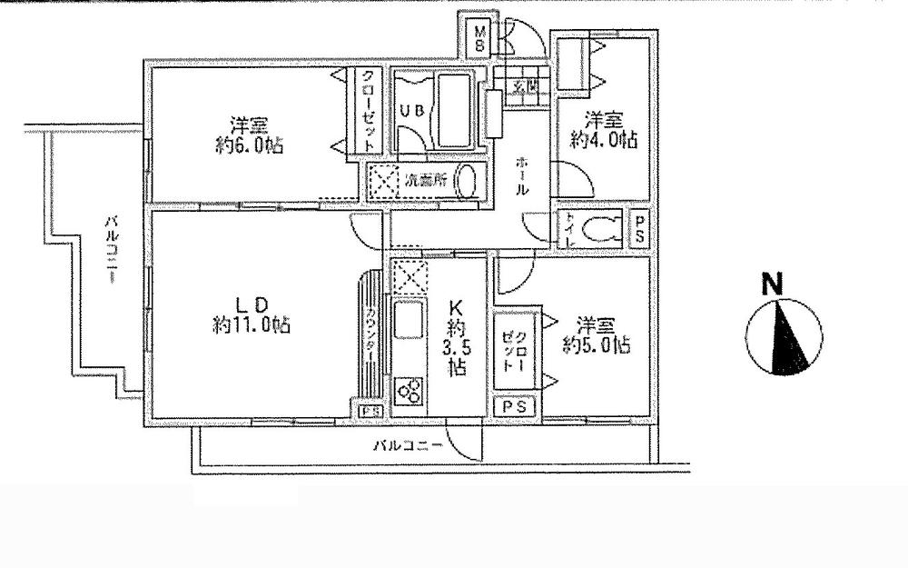 Floor plan. 3LDK, Price 26,800,000 yen, Footprint 66.9 sq m , Balcony area 14.28 sq m