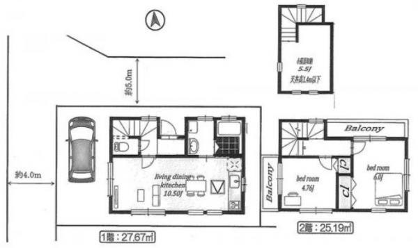 Floor plan. 27,958,000 yen, 2LDK+S, Land area 66.15 sq m , Building area 52.86 sq m