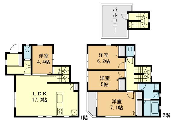 Floor plan. (D Building), Price 40,958,000 yen, 4LDK, Land area 127.78 sq m , Building area 99.35 sq m