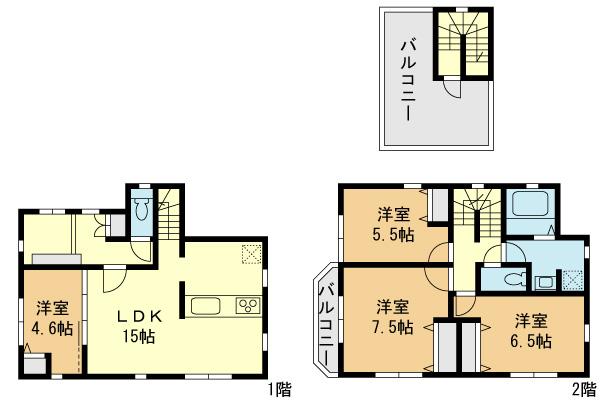 Floor plan. (E Building), Price 41,958,000 yen, 4LDK, Land area 110.65 sq m , Building area 98.11 sq m