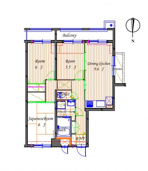 Floor plan. 3LDK, Price 27,990,000 yen, Footprint 65.3 sq m , Balcony area 8.6 sq m