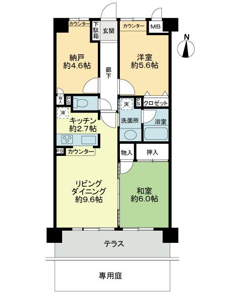 Floor plan. 2LDK + S (storeroom), Price 24,800,000 yen, Footprint 65.4 sq m floor plan
