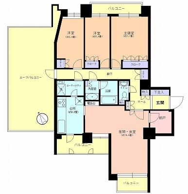 Floor plan. 3LDK + S (storeroom), Price 33,800,000 yen, Occupied area 94.58 sq m , Balcony area 14.91 sq m