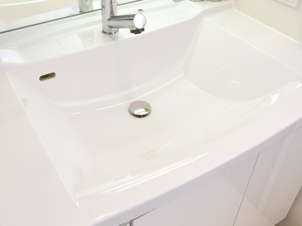 Bathing-wash room.  [Counter-integrated bowl] In artificial marble finish, No stylish design seamless.