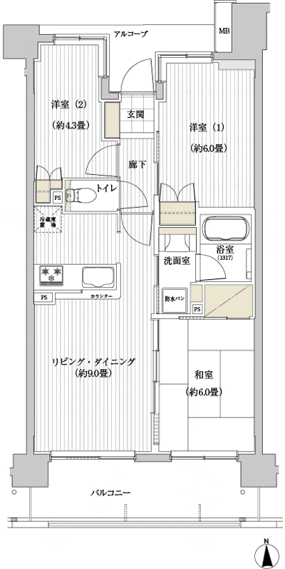 Floor: 3LDK, occupied area: 58.32 sq m