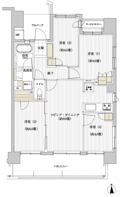 Floor: 4LDK, occupied area: 67.35 sq m