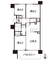 Floor: 3LDK, occupied area: 55.54 sq m