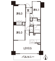 Floor: 3LDK, occupied area: 60.87 sq m