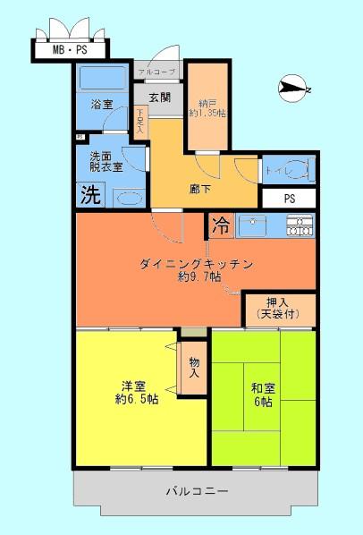 Floor plan. 2DK + S (storeroom), Price 17.8 million yen, Occupied area 55.73 sq m , Balcony area 7.05 sq m