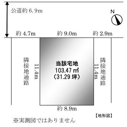Compartment figure. Land price 41,500,000 yen, East and west of the land area 103.47 sq m site is adjacent land passage, There is a feeling of opening. 