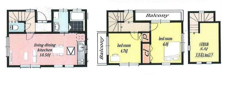 Floor plan. 27,958,000 yen, 2LDK+S, Land area 66.15 sq m , Building area 52.86 sq m floor plan
