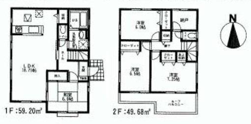 Floor plan. 58,800,000 yen, 4LDK+S, Land area 141.09 sq m , Building area 108.88 sq m
