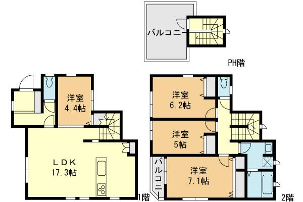 Floor plan. (D Building), Price 40,958,000 yen, 4LDK, Land area 127.78 sq m , Building area 99.35 sq m