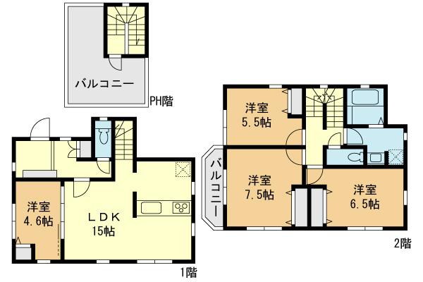 Floor plan. (E Building), Price 41,958,000 yen, 4LDK, Land area 110.65 sq m , Building area 98.11 sq m