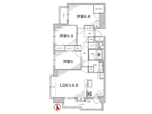 Floor plan. 3LDK, Price 39,800,000 yen, Occupied area 71.59 sq m , Balcony area 8.88 sq m floor plan