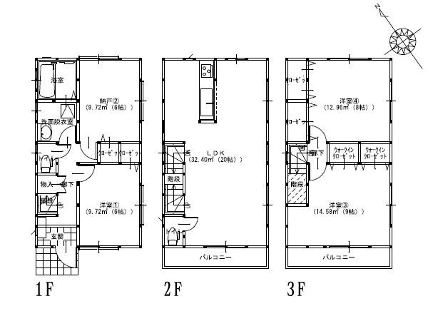 Floor plan. 50,600,000 yen, 4LDK, Land area 109.35 sq m , Building area 79.83 sq m floor plan