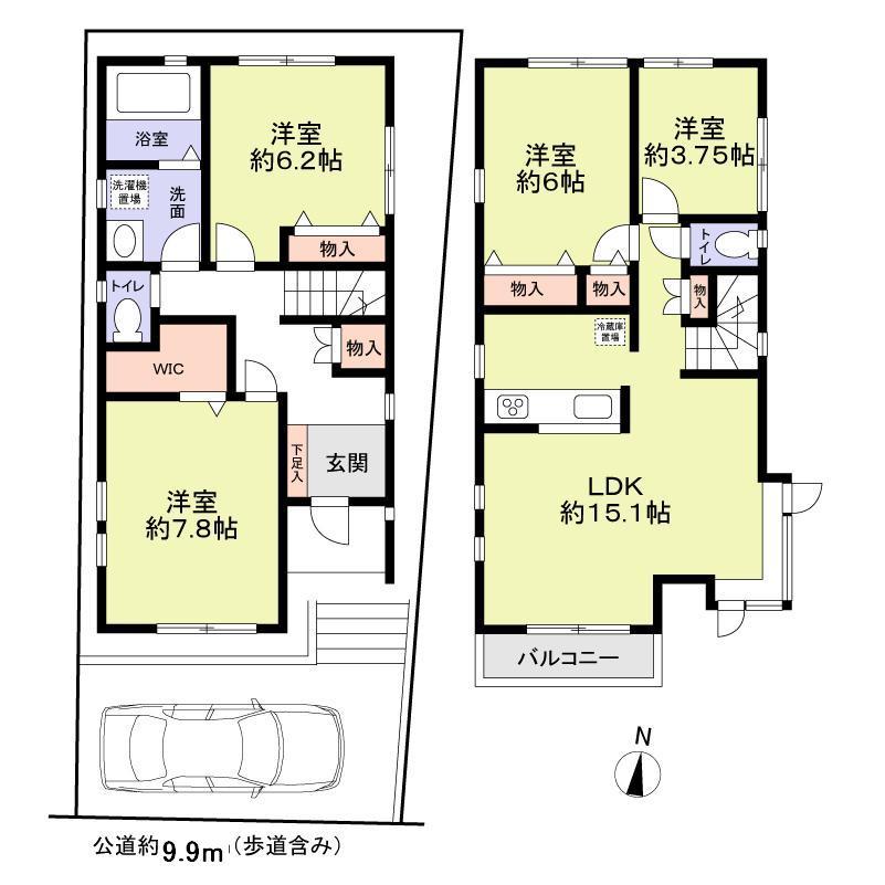 Floor plan. 47,200,000 yen, 4LDK, Land area 85.17 sq m , Building area 93.45 sq m