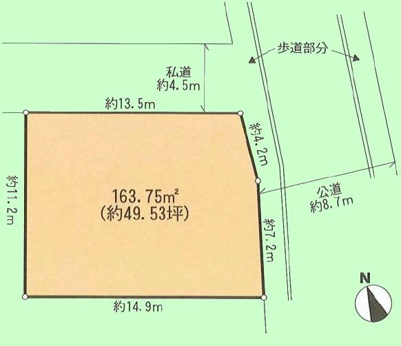 Compartment figure. Land price 44,800,000 yen, Land area 163.75 sq m