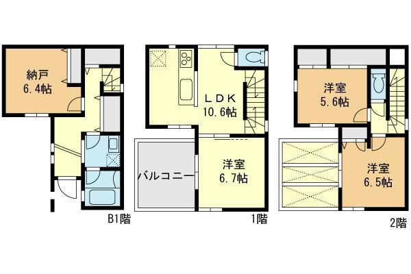 Floor plan. 42,800,000 yen, 3LDK+S, Land area 64.62 sq m , Building area 92.77 sq m floor plan