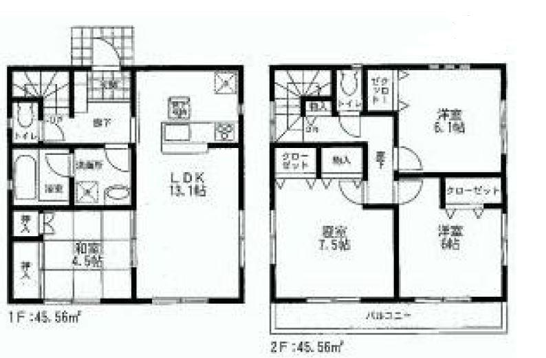 Floor plan. (1 Building), Price 32,800,000 yen, 4LDK, Land area 138.14 sq m , Building area 91.12 sq m