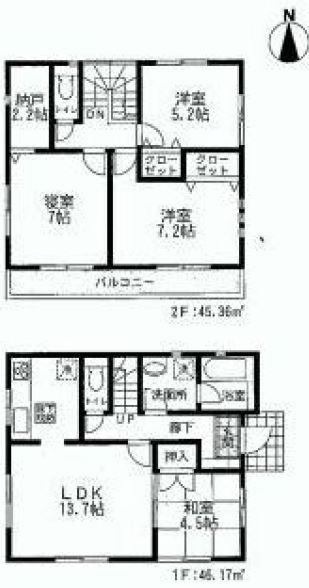 Floor plan. (4 Building), Price 37,800,000 yen, 4LDK, Land area 138.16 sq m , Building area 91.53 sq m