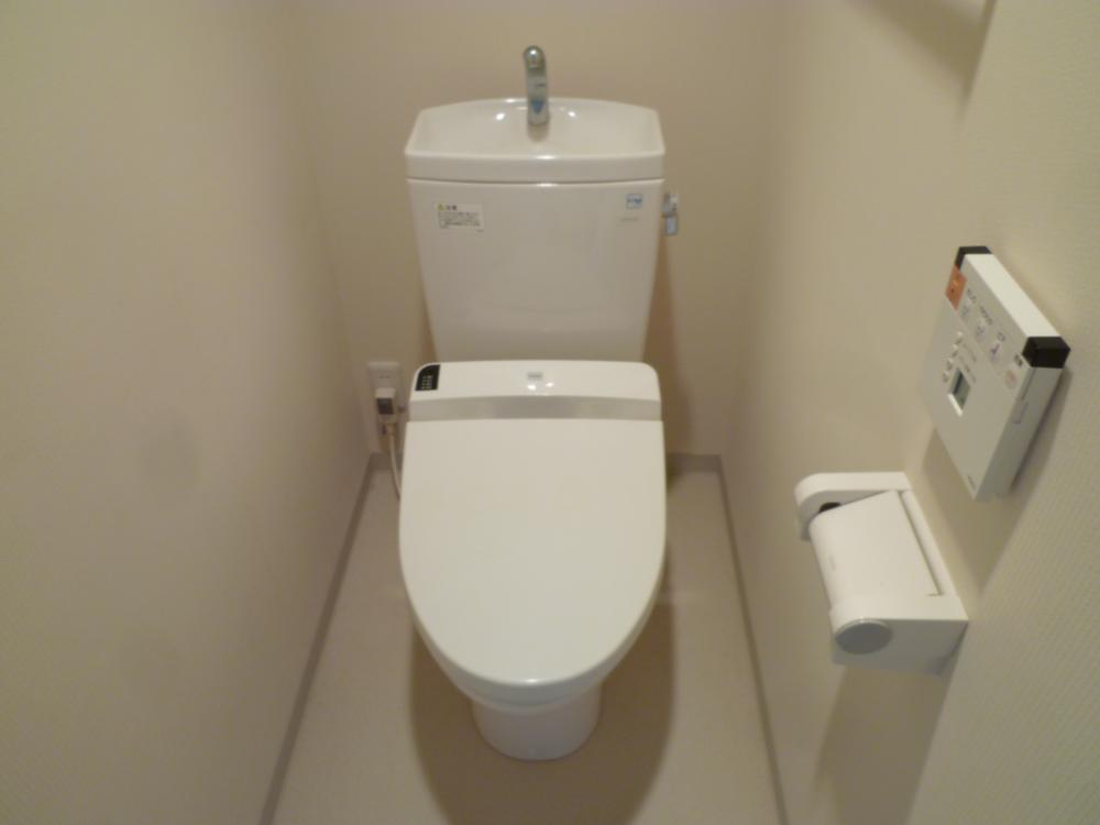 Toilet. Washlet toilet. There is also a storage capacity with a hanging cupboard.