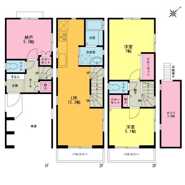 Floor plan. 36,850,000 yen, 2LDK+S, Land area 46.24 sq m , Building area 86.4 sq m