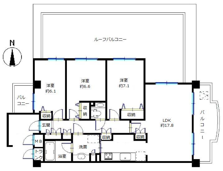 Floor plan. 3LDK, Price 27,800,000 yen, Occupied area 82.04 sq m , Balcony area 19.48 sq m