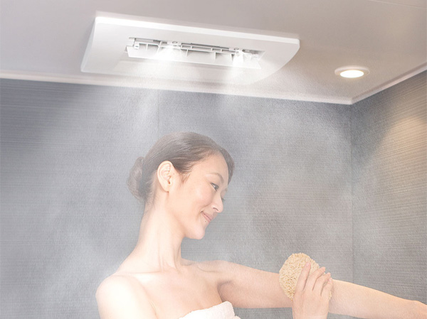 Bathing-wash room.  [Mist sauna function with bathroom heating dryer] Mist sauna to promote beautiful skin effect and fatigue recovery, From the core of a fine mist of warm water mist wraps the whole body spread to the entire bathroom body to the limbs of the previous, Us warm firm. Compared to the tub bath and shower There is also a water-saving effect, Also 30 minutes bucket 1 cup of the following and the environment be used, Wallet-friendly and also "bathroom heating," "bathroom drying" of "clothes drying" of rich culture and "cool breeze" function Makes active in various scenes. (Same specifications)