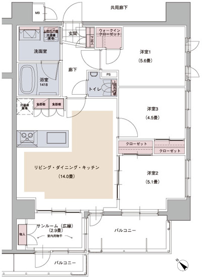Floor: 3LDK + SunRoom, occupied area: 71.75 sq m, Price: 41,280,000 yen ・ 42,880,000 yen, now on sale