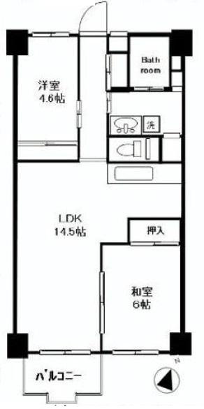 Floor plan. 2LDK, Price 18.3 million yen, Footprint 58.8 sq m , Balcony area 3.55 sq m