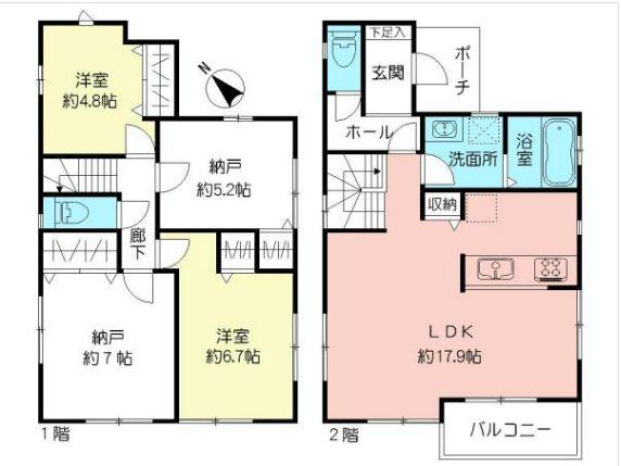 Floor plan. 44,800,000 yen, 4LDK, Land area 104.12 sq m , Building area 96.26 sq m floor plan