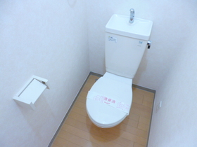 Toilet. Toilet room with a small shelf on the top.