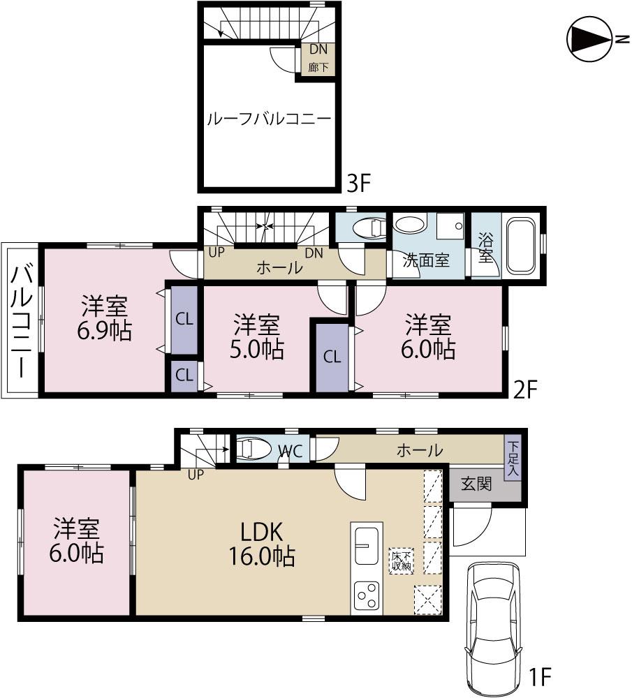 Floor plan. (C), Price 37,958,000 yen, 4LDK, Land area 92.69 sq m , Building area 97.28 sq m