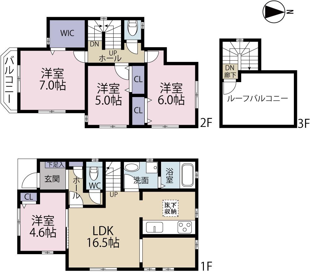 Floor plan. (F), Price 42,958,000 yen, 4LDK, Land area 107.31 sq m , Building area 98.33 sq m