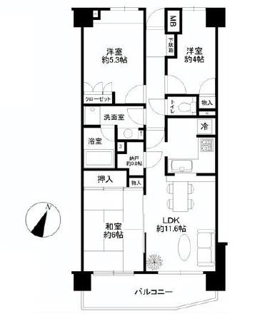 Floor plan. 3LDK+S, Price 20,900,000 yen, Occupied area 60.74 sq m , Balcony area 8.56 sq m