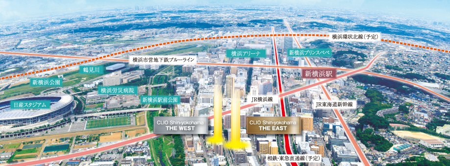 In local and aerial photographs of the peripheral (2013 August shooting as seen from the sky, so we have subjected to some light, or the like CG processing, Slightly different from the actual ones. Yokohama ring North line is scheduled to be completed 2016 fiscal year)