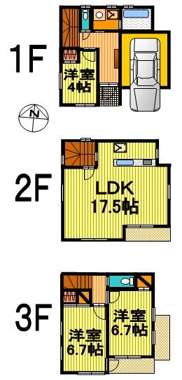 Floor plan. (B Building), Price 37,960,000 yen, 3LDK, Land area 51 sq m , Building area 98.53 sq m