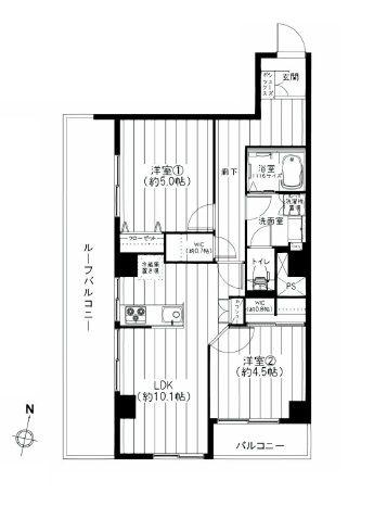 Floor plan. 2LDK, Price 24,900,000 yen, Occupied area 53.83 sq m , Balcony area 20.2 sq m