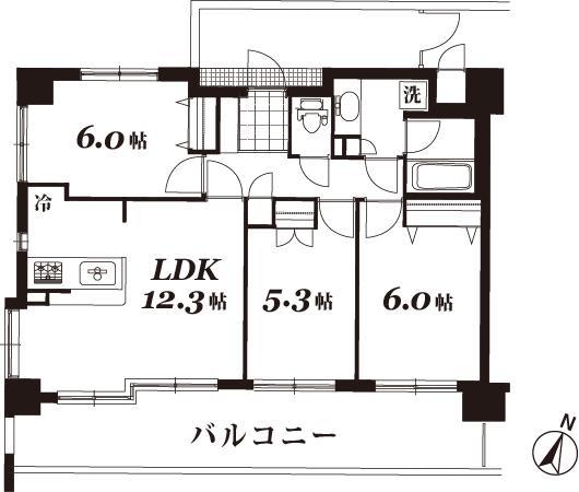 Floor plan. 3LDK, Price 29.5 million yen, Occupied area 65.07 sq m , Balcony area 17.49 sq m