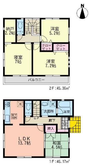 Floor plan. (4 Building), Price 37,800,000 yen, 4LDK, Land area 138.16 sq m , Building area 91.53 sq m