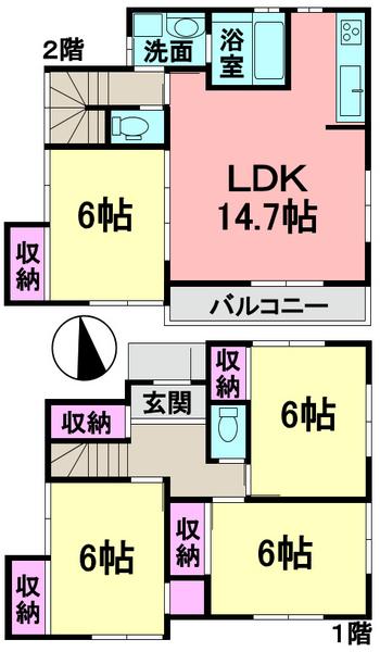 Floor plan. 33,800,000 yen, 4LDK, Land area 100.63 sq m , Building area 91.91 sq m
