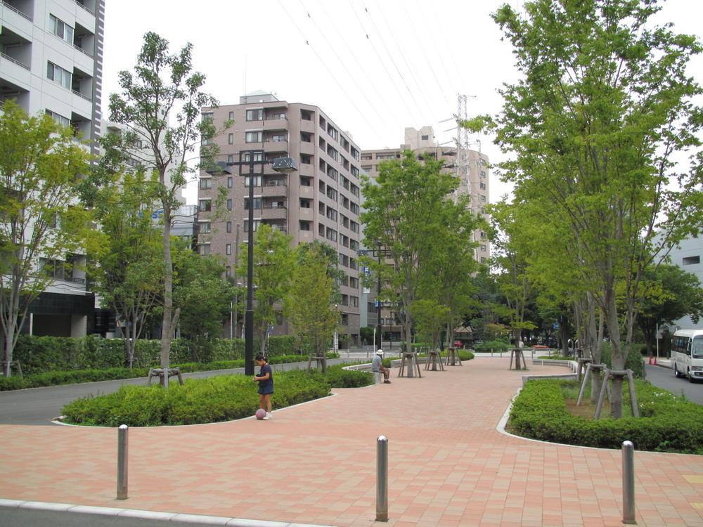 Streets around. Green road of scenery and cityscapes of just immediately develop out of the entrance has been completed, It is pleasant.