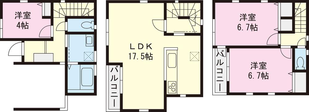 Floor plan. (B Building), Price 37,960,000 yen, 3LDK, Land area 51 sq m , Building area 87.77 sq m