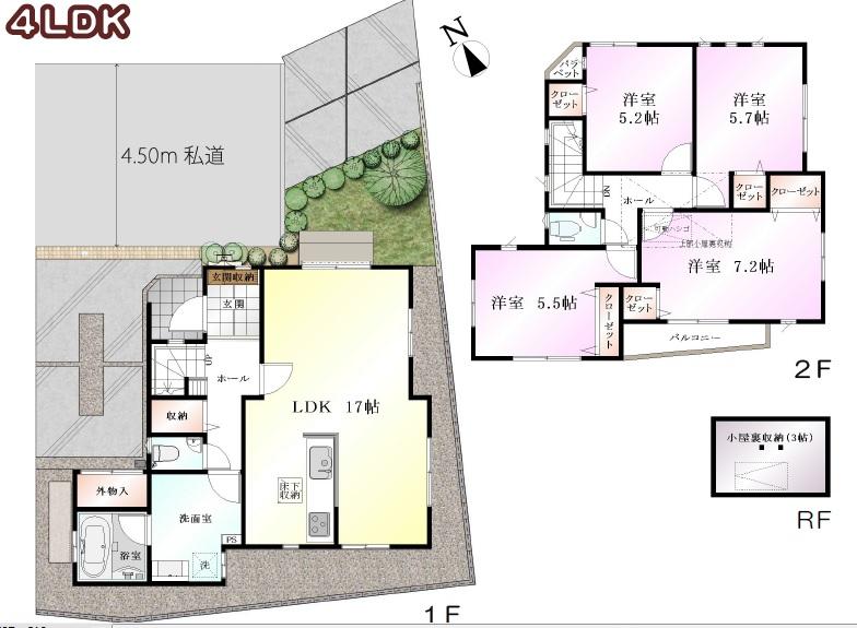 Floor plan. 53,800,000 yen, 4LDK, Land area 111.2 sq m , Building area 100.19 sq m