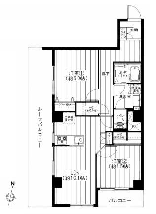 Floor plan. 2LDK, Price 24,900,000 yen, Occupied area 53.83 sq m , Balcony area 20.2 sq m