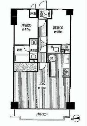 Floor plan. 2LDK, Price 23.8 million yen, Occupied area 52.25 sq m , Balcony area is 6.5 sq m top floor of 2LDK