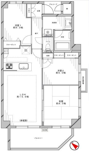 Floor plan. 3LDK, Price 34,800,000 yen, Footprint 71.6 sq m , Balcony area 10.54 sq m