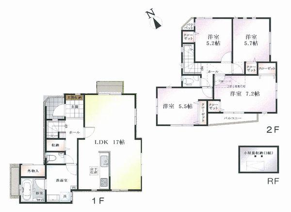 Floor plan. 53,800,000 yen, 4LDK, Land area 111.2 sq m , Building area 100.19 sq m