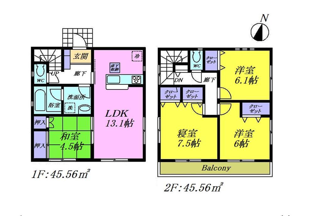 Floor plan. 32,800,000 yen, 4LDK, Land area 133.14 sq m , It is a building area of ​​91.12 sq m floor plan of 4LDK with all the living room storage.